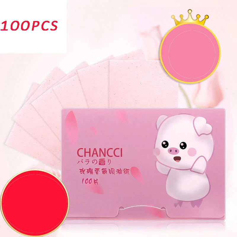 100pcs Portable Oil Blotting Rice Sheets Facial Oil-Absorbing Paper Pack Oil Control Face Skin Care Products For Men Women
