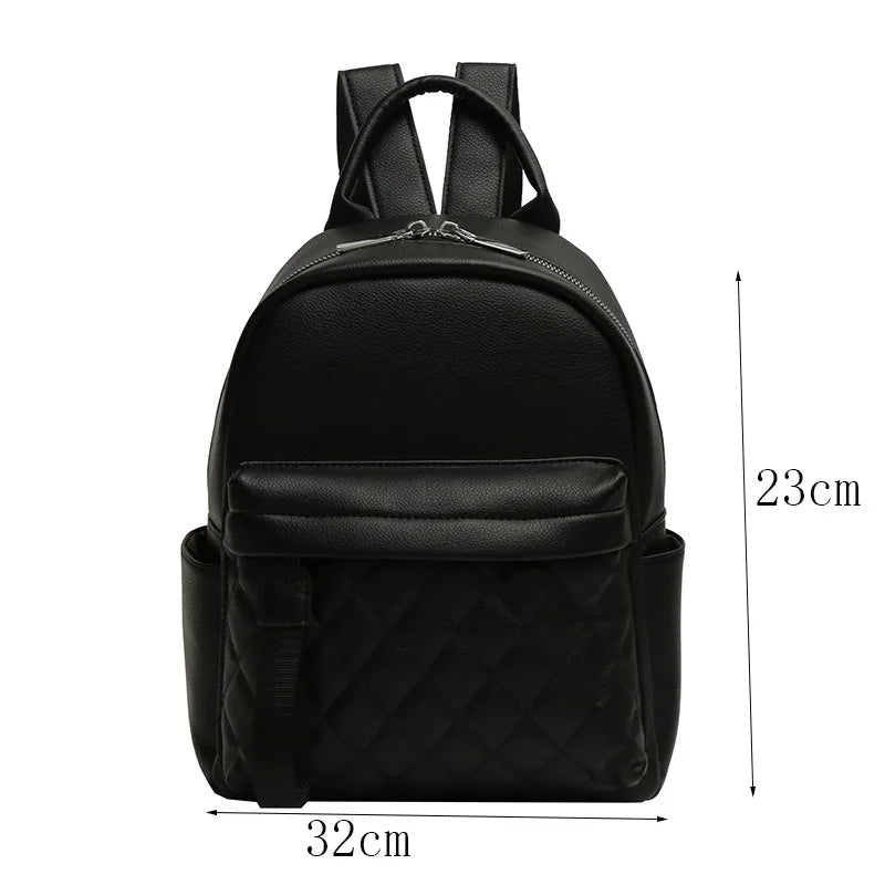 Embroidery Name Fashionable Classic Backpack Stitching Detail Zipper Adjustable Strap PU Custom Name Backpack School Bag