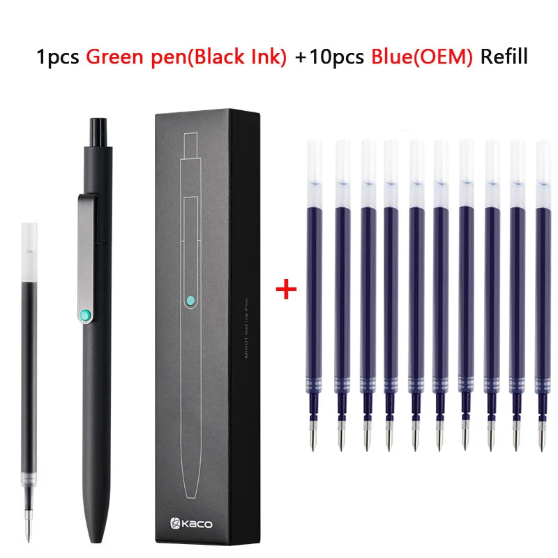 Cute Kaco MIDOT Gel Ink Pen Metal Signature Pens 0.5mm Fine Point 800Meter Smooth Writing Quick Dry Office School Stationary