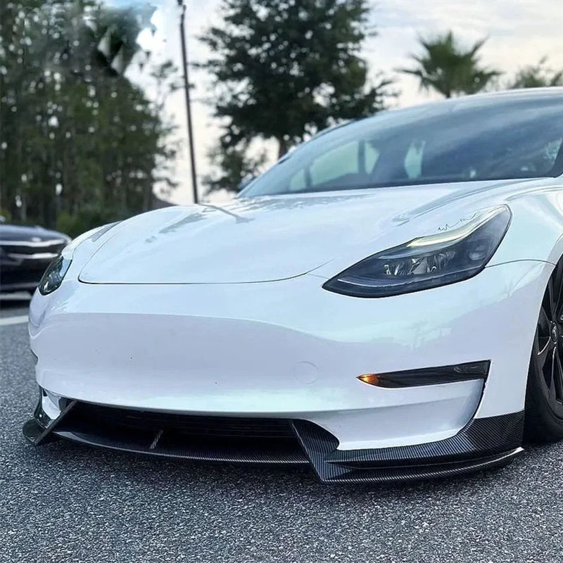 For Tesla Model 3 2017-2022 Gloss Black Front Bumper Lip Chin Diffuser Body Kit Spoiler Deflector Tuning Accessories Modified