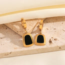 EILIECK 316L Stainless Steel Black White Geometric Earrings For Women Girl Fashion Ear Dangle Jewelry Holiday Gift Bijoux Серьги