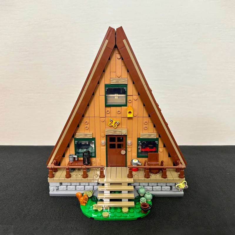 2024 NEW A- Frame Cabin Forest House Compatible 21338 Building Blocks stock Street View Bricks Toy For Children Gift