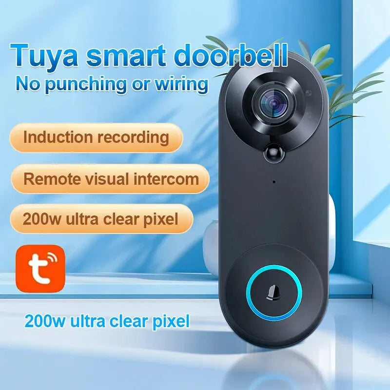 Tuya Household Wireless Wifi Visual Cat's Eye Doorbell Intelligent Voice Intercom Video Anti-Theft Monitoring Doorbell Infrared