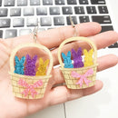 1 Pair Glitter Rabbit Carrot Bamboo Basket Acrylic Studs Earrings For Women Long Ear Rings Designer Jewelry Happy Easter Gifts