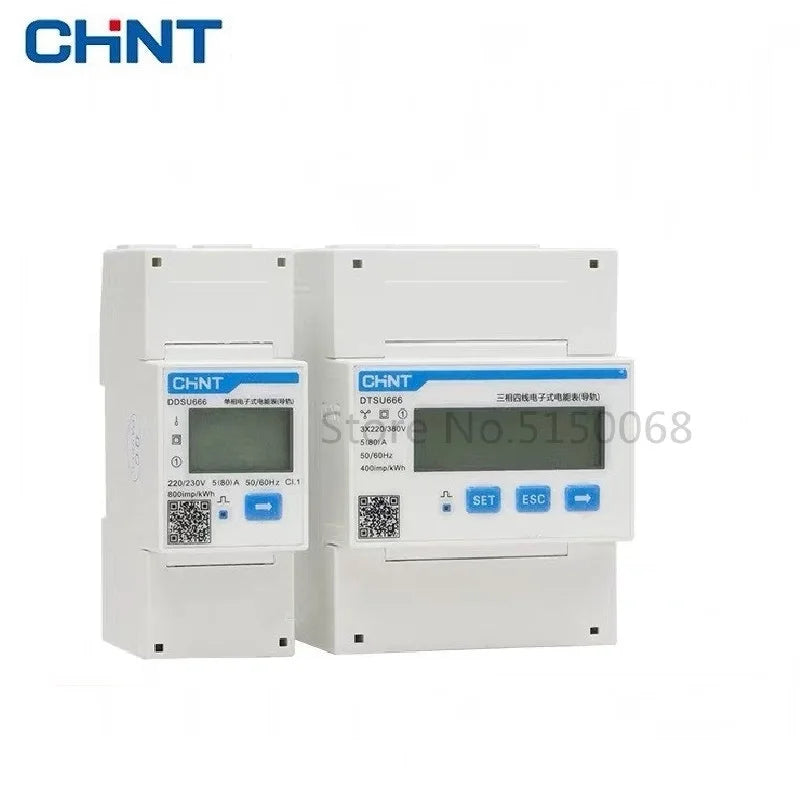 CHINT DDSU666 DTSU666 80A Din Rail Digital Voltmeter Current Power Electric Energy KWH Meter Volt Amp Modbus RS485 AC 230V 380V