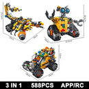 NEW 3in1 Robot Motorized High-tech APP RC Robot Motor Power Functions DIY Educational Building Block Model For Children Toy Gift