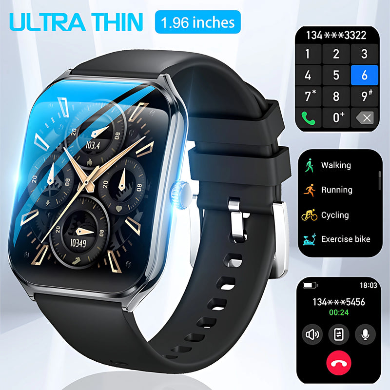2025 New Ultra-Thin Curved Screen Smart Watch For Men Women 1.96" Amoled Pixel Display Bluetooth Call Smartwatch IP68 For Huawei