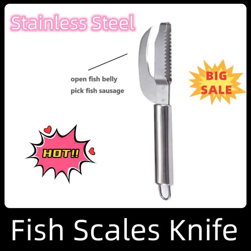 Stainless Steel 3 In 1 Fish Scale Knife Cut/Scrape/Dig Maw Knife Scale Scraper Sawtooth Peelers Scraping Boning Filleting