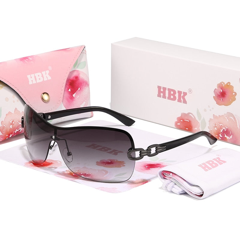 HBK Italy Oversized Gradient Sunglasses Women TOP QUALITY Brand Vintage Lady Summer Style Sunnies Shades Sun Glasses FemaleUV400