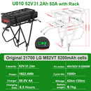 Rear Rack eBike Battery 21700 18650 52V 48V 27Ah 72V 20Ah with Rack no Rack Optional for 1500W 1000W 750W 500W 24"-28 inch