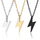 Retro Lightning Pendant Necklace For Men Gold Black Silver Color Necklaces Bolt Thunder Flash Charm Male Jewelry