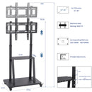 Free Standing Adjustable TV Floor Stand Heavy Duty TV Trolley for 32-80" Flat Screens Loading Weight up to 65KG