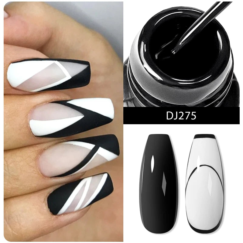 MEET ACROSS 5ml Liner Nail Gel Polish 28 Colors Black White French Pull Line Painting Varnish For UV Nails Art Design Manicure