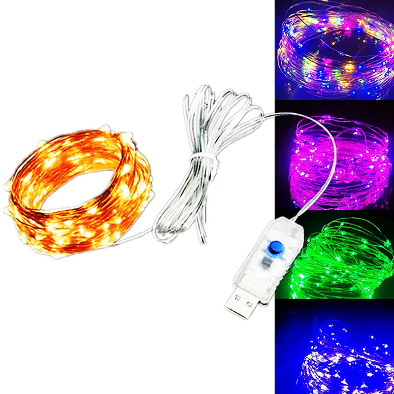 5M/10M/20M LED Copper Wire String Lights 8-mode USB Fairy Lights Lamps for Festival Wedding Party Outdoor Christmas Garland