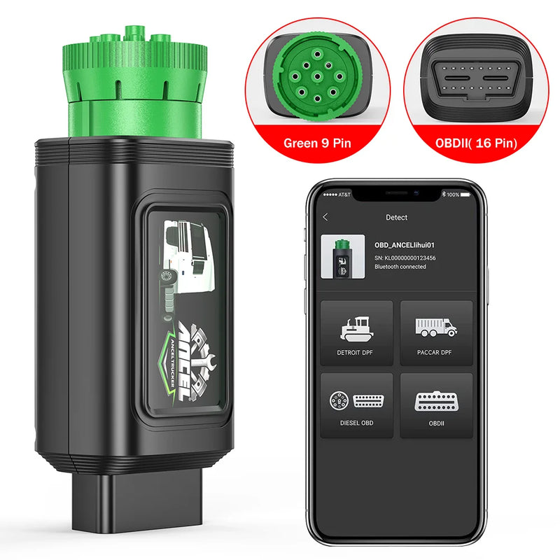 ANCEL Trucker Series HD100 Heavy Duty Truck Scanner All System Diesel Scanner Diagnostic Scan Tool DPF Regeneration for Cummins