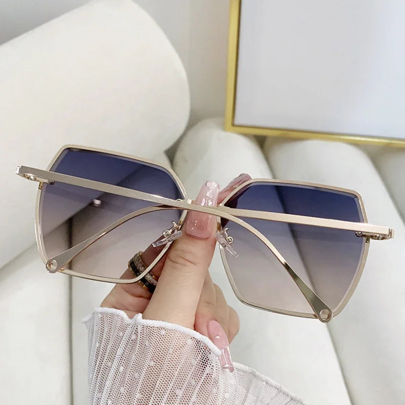 Vintage Square Sunglasses Woman Classic Retro Gradient Mirror Frameless Sun Glasses Female Fashion Rimless Oculos De Sol