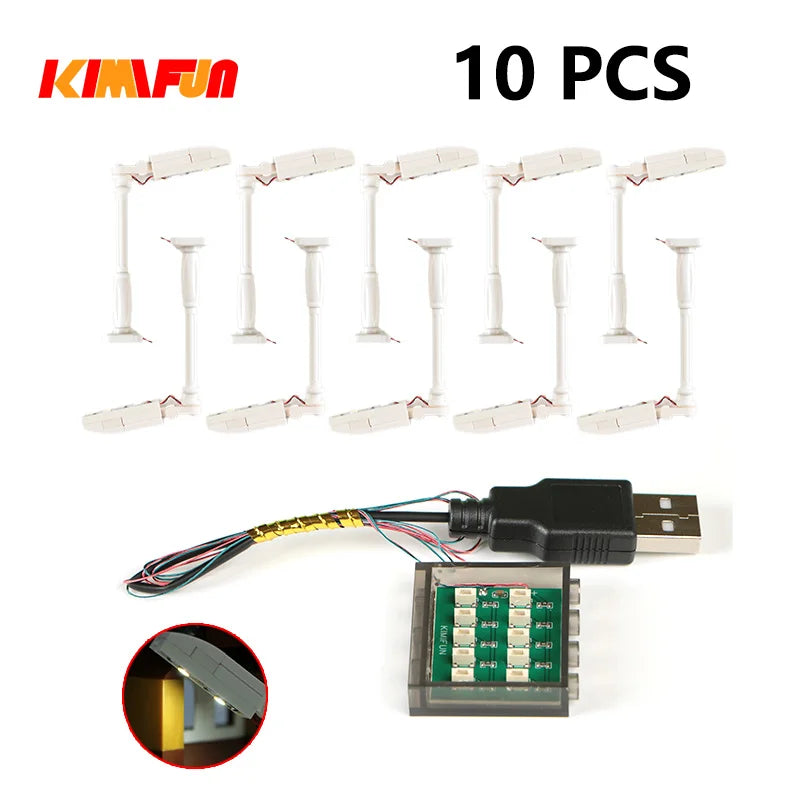 10PCS 0.8mm Pin RGB LED Building Blocks USB Lamp DIY Street Light City Electric Decorate 1X1 Brick Compatible All Brands