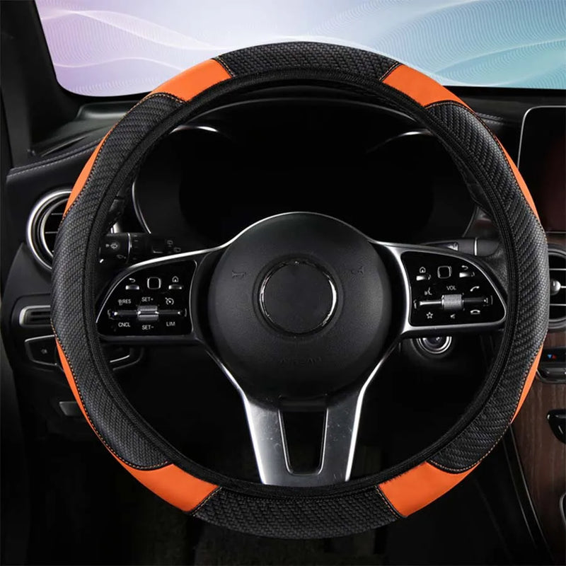 Car Steering Wheel Cover Breathable Anti Slip PU Leather Steering Covers Suitable 37-38cm Auto Decoration Car Accessories Car St