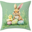 Easter decoration pillow cover rabbit chick and egg print soft and comfortable sofa cushion cover home room decoration