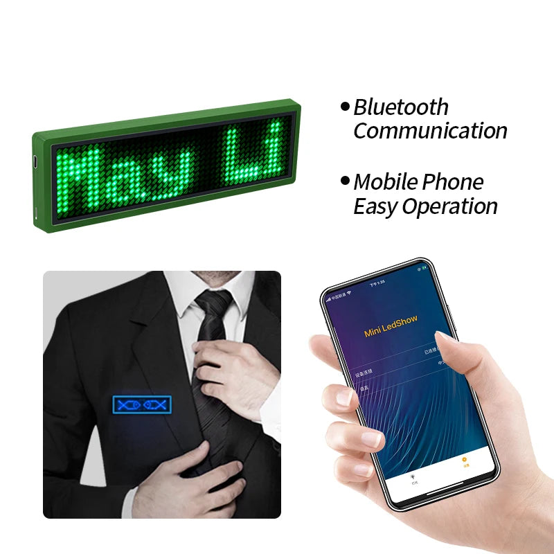 12*48 pixel Bluetooth LED badge programmable scrolling message mini LED display DIY LED name sign board