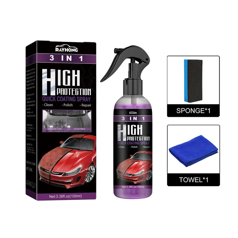 3 in 1 High Protection Quick Ceramic Coating Nano Spray Car Coating Wax Polishing Spray Plastic Refresh Fast Fine Scratch Repair