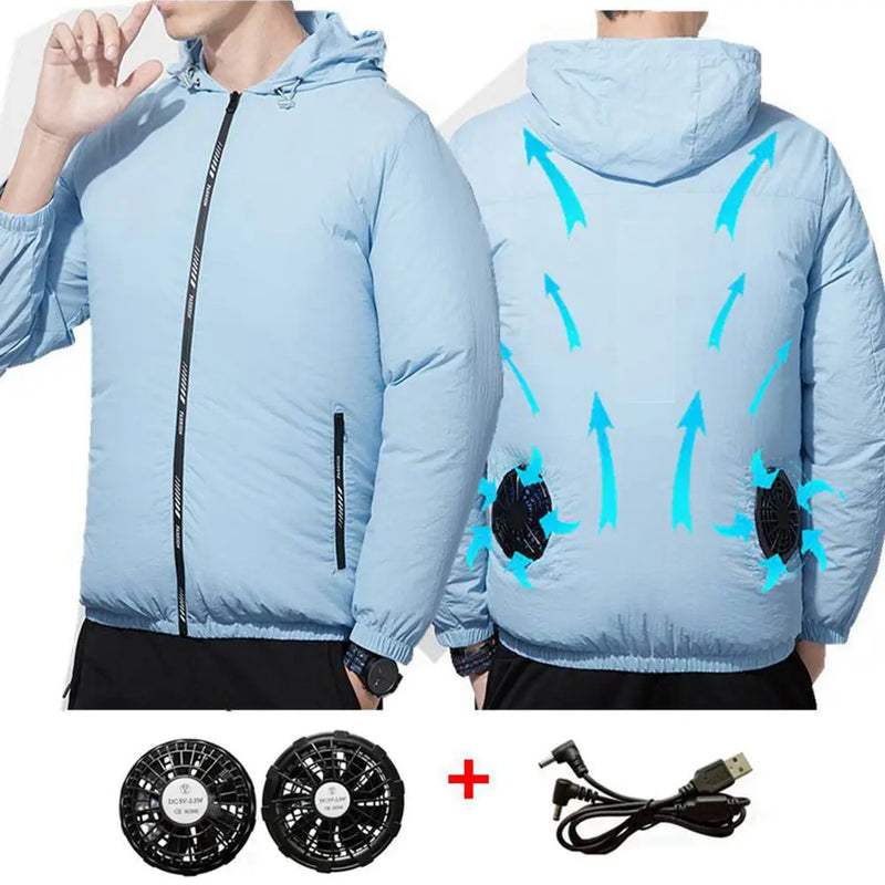 Men Outdoor summer coat USB Electric fan cooling Jackets men Air Conditioning Fan Clothes USB Heatstroke summer hood Jacket