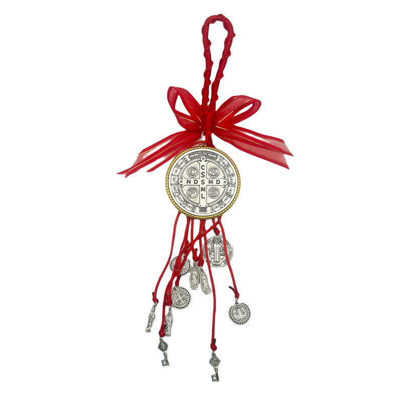 Saint Benedict Medal Protection Blessing Charm Pink Enamel Double Side Catholic San Benito Medalla Cross Charm Easter Gift