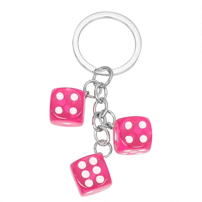 Creative Colourful Dice Keychain Fashion 3D Resin Dice Handbag Pendant For Women Men Car Key Holder Key Accessories Funy Gifts