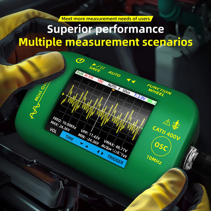 BSIDE Mini Handheld Digital Oscilloscopes 48MS/s Sampling Rate 10MHz Analog Bandwidth Support Firmware Upgrade Waveform Storage
