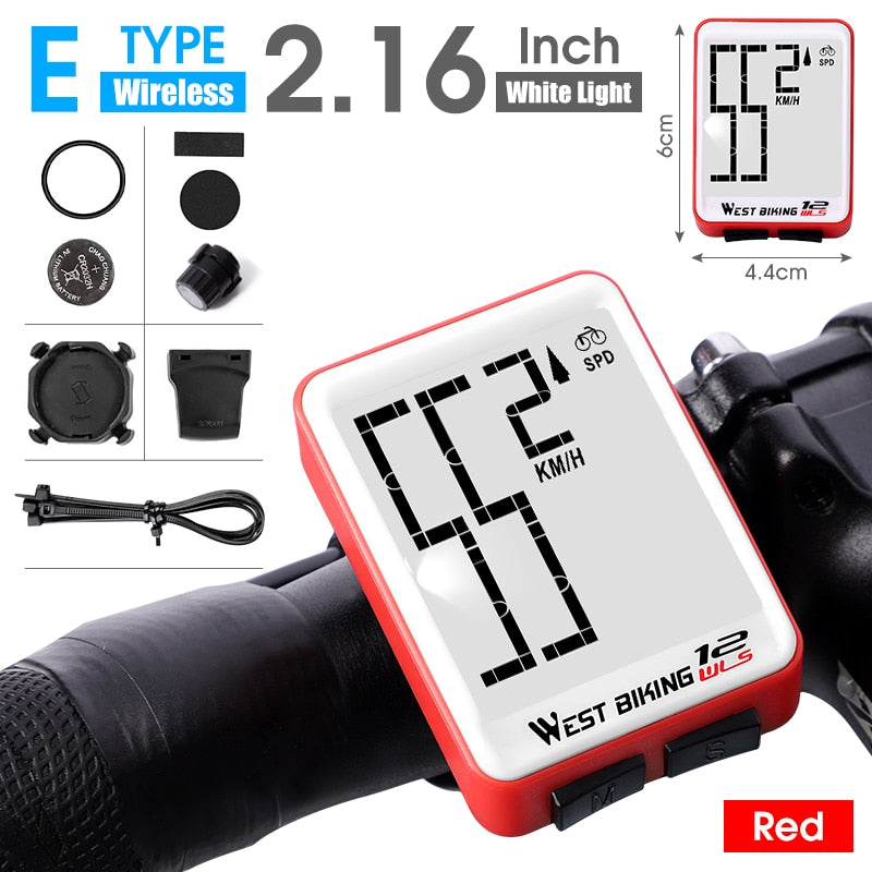 WEST BIKING Wireless Bicycle Computer Backlight Waterproof Cycling Speedometer Mechanical Magnet Speed Sensor Bike Odometer