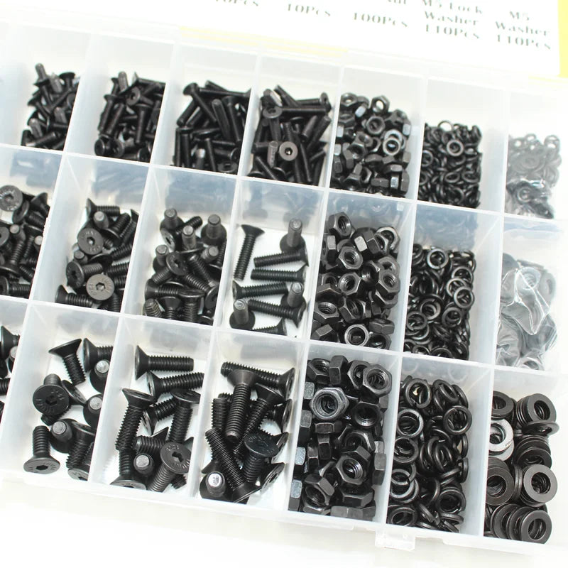 3045p Black Flat Head Socket Cap Screw Countersunk Bolts Nuts Washers Kit M2 M2.5 M3 M4 M5 M6 M8 10.9 Grade Alloy Steel DIN 7991