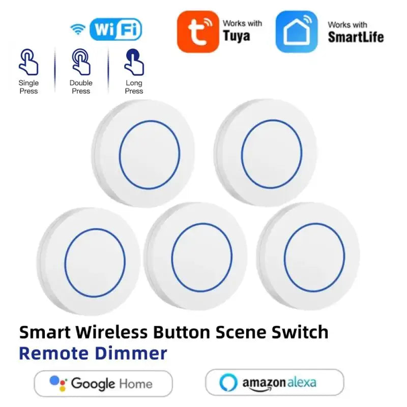 1-5PCS Tuya Zigbee Button Wireless Smart Scene Switch Automation Scenario Controller Smart Life Gadgets Zigbee Gateway Required