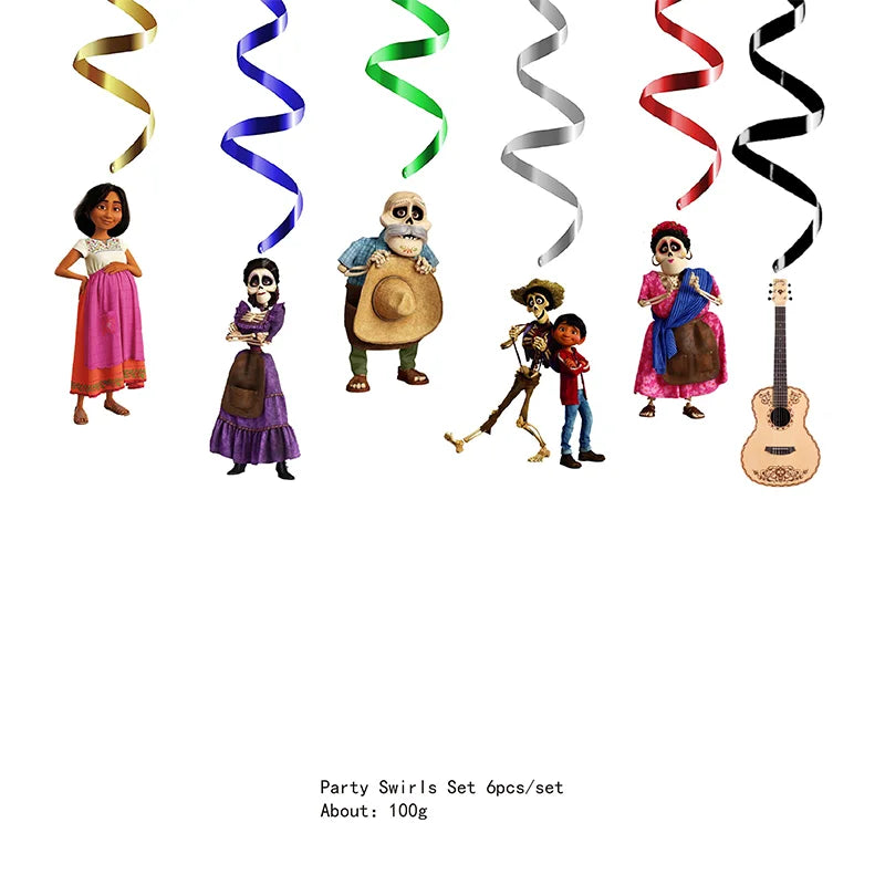 Coco Theme Paper Cup Bag Plate Tablecloth Straw Blowout Balloon Banner Cake Topper Card Show Party Decoration Supply Favor Gift