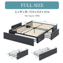 HOOMIC Platform Bed Frame with 3 Storage Drawers, Headboard Compatible, Wooden Slats, No Box Spring Needed, Noises Free Allewie