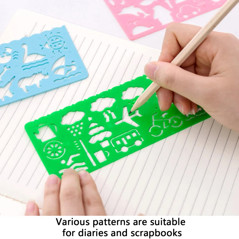 7PCS/Set Creative Multi Shaped Template Ruler Drawing Aid Tool Painting Geometric Drafting Stencils Stationery School Supplies