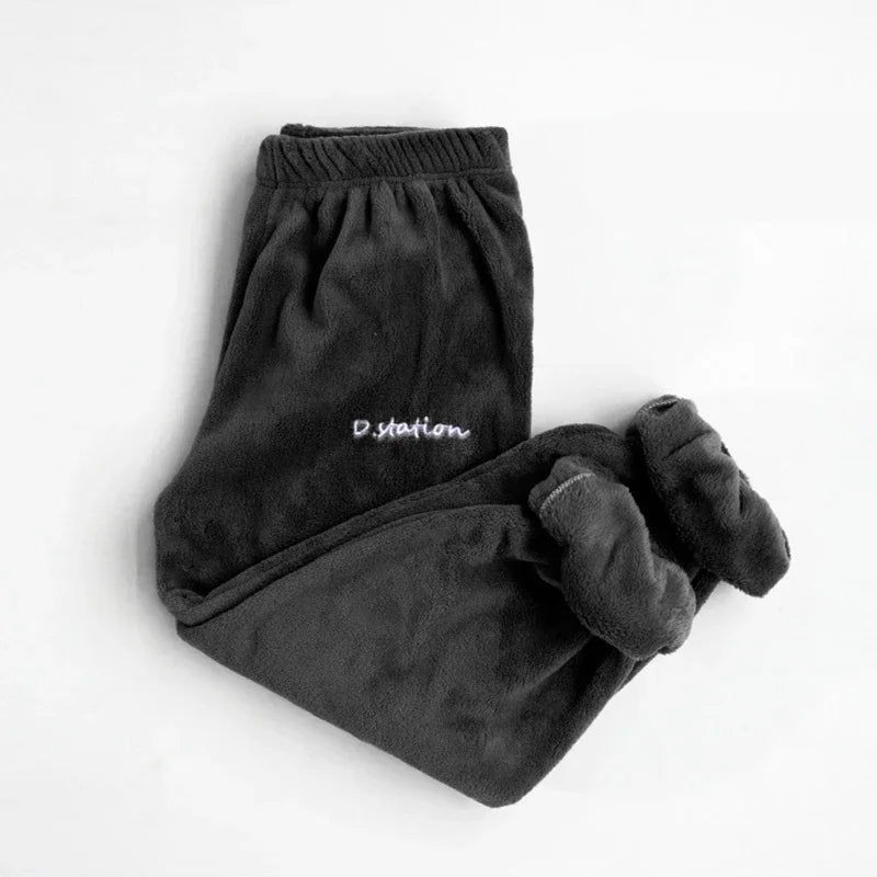 Coral Fleece Pajama Set Couple Pyjamas Suit Women Men Winter Thicken Sleepwear Loose Sleep Set Homewear Soft Warm Pijama Hoodies