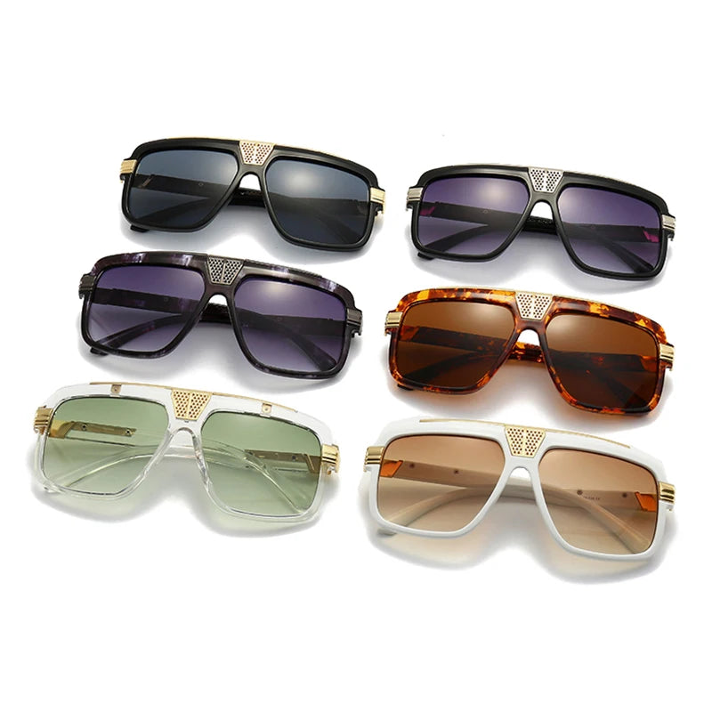 SO&EI Fashion Oversized Square Men Punk Outdoor Sport Sunglasses Shades UV400 Women Brand Designer Vintage Trending Sun Glasses