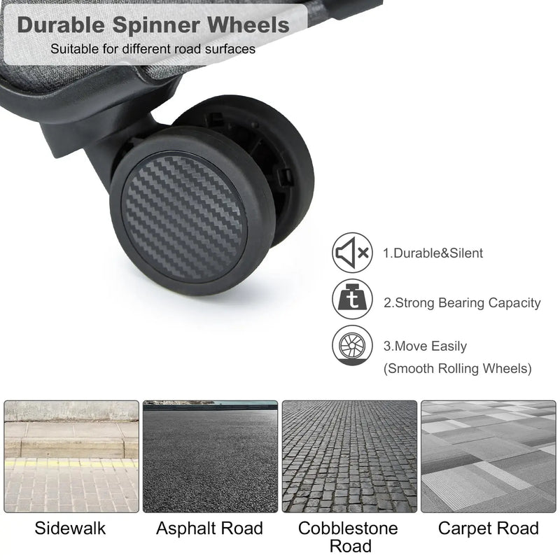 British Traveller Suitcase Lightweight Durable Check in Hold Luggage with TSA Lock and 4 Spinner Wheels