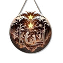 1pcs Easter Nativity Keepsake Christmas Plane Wooden Prayer Pendant Jesus Christ Religiou Hanging Tree Home Furnish Decor Supply