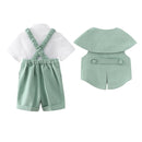 CNBeiBoom 2023 New Kids Boys Girls Suit Gentleman Dress Christmas Outfit Baby Clothing Sets Green White Birthday Party Gift