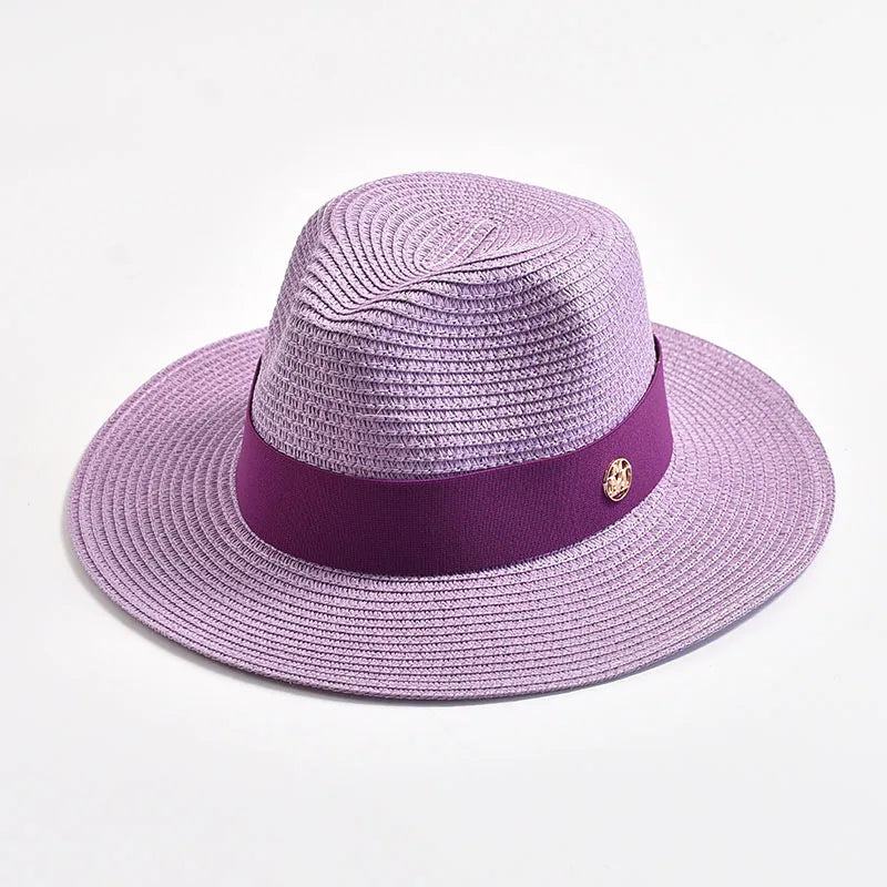New Summer Straw Hat for Women Panama Soft Shaped Beach Sun Hat Outdoor UV Protection Travel Hat Sombreros De Mujer