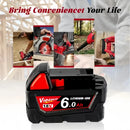 ⭐18V, 12800mAh For Milwaukee M18 Power Tool Battery, Charger, BR, XC, M18B5, 48-11-1860, Built-in 18650 Battery