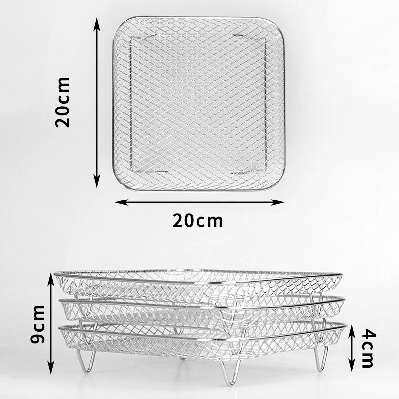 8 inch Air Fryer Racks, Air Fryer Universal Accessories, Baking Rack,Round Stackable Grill, Fit All Airfryer 4.2Qt - 5.8Qt