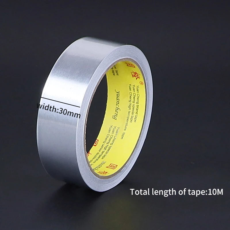 1roll High temperature resistant aluminum foil tape, waterproof and oil-proof, flame-retardant and sun-proof, hand-tearable