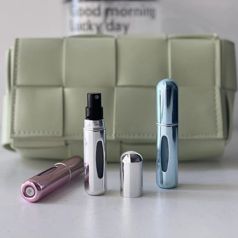 Portable Perfume Atomizer, Liquid Container for Cosmetics, Traveling Mini Aluminum Spray, Alcohol Empty Refillable Bottle, 5ml