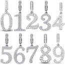 925 Sterling Silver Plated 0-9 Number Dangle Charm Bead Fit Pandora Original Bracelet Necklace DIY Women Jewelry