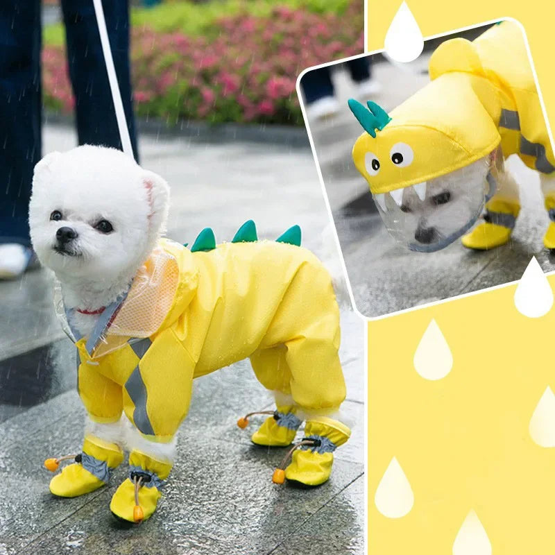 Waterproof Puppy Dog Raincoats Rain Jacket with Hood for Small Medium Dogs Poncho with Reflective Strap Honey Bee Bear Dinosaur