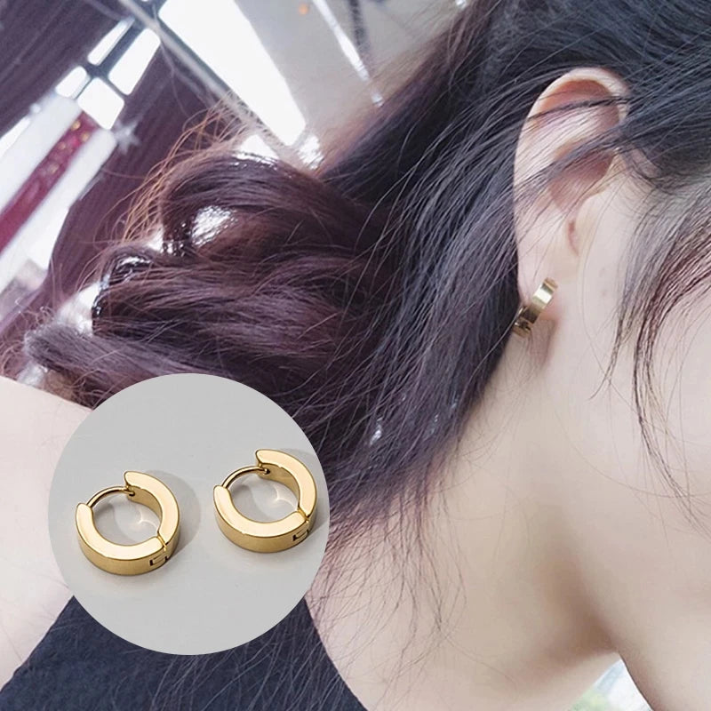 1pair Men Cross Stars Punk Dangle Earrings Gothic Woman Stainless Steel Cross Ear Hoop Earrings Different Shape Piercing Jewelry