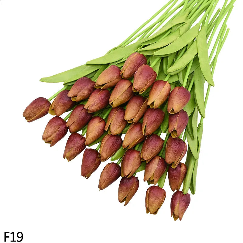 12pcs Artificial Tulip Latex Real Touch For DIY Bouquets Wedding Party Mother's Day Easter Spring Home Dining Decoration