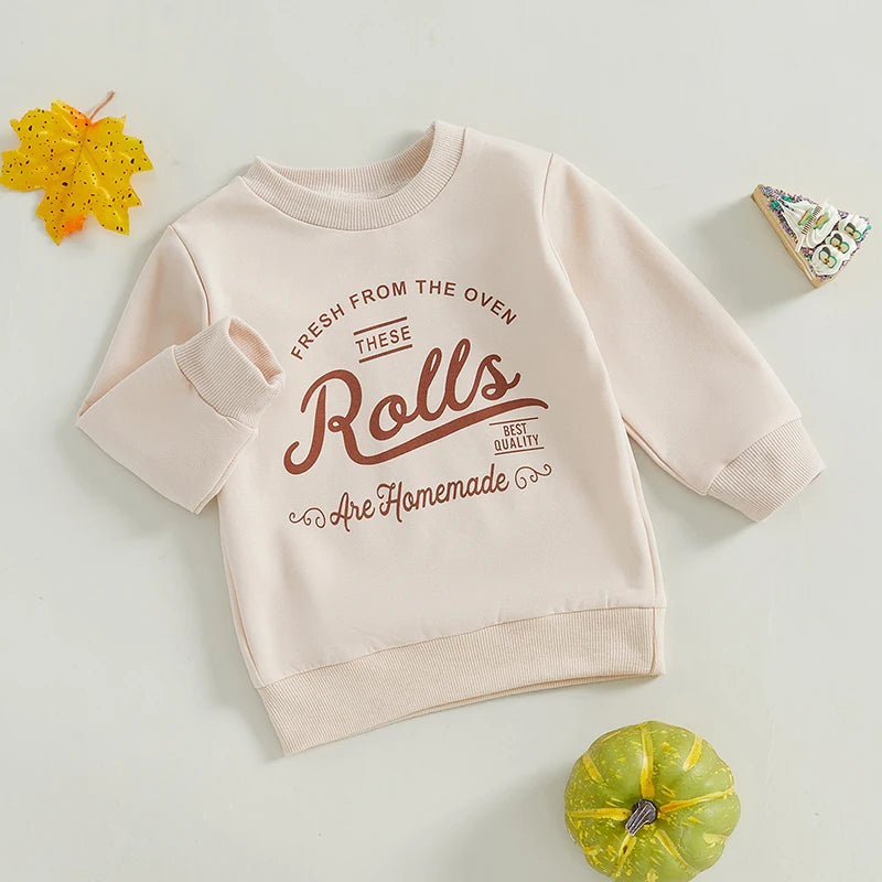 Baby Thanksgiving Sweatshirts Long Sleeve Crew Neck Letter Print Pullovers Toddler Warm Tops
